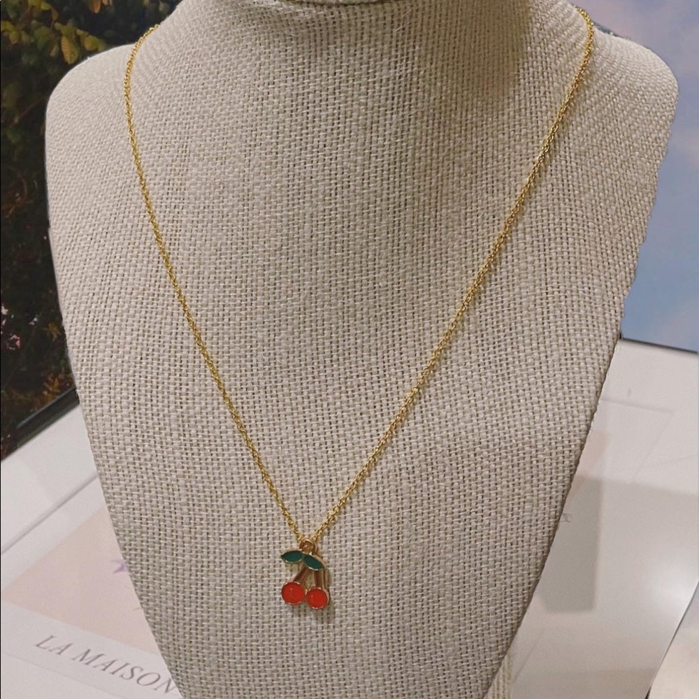 Handmade cherry necklace 🍒 gold chain